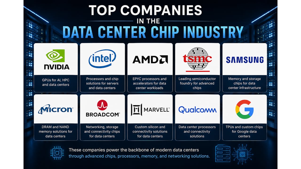 Top companies in the data center chip industry Top companies in the data center chip industry